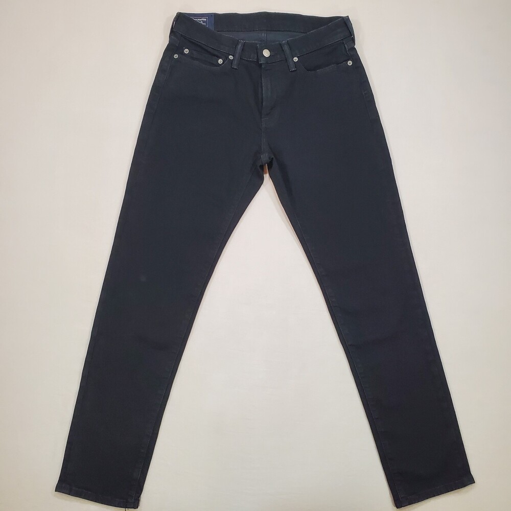 Abercrombie Fitch Jeans Mens 29x30 Rustin Athletic Skinny Black Stretch Denim